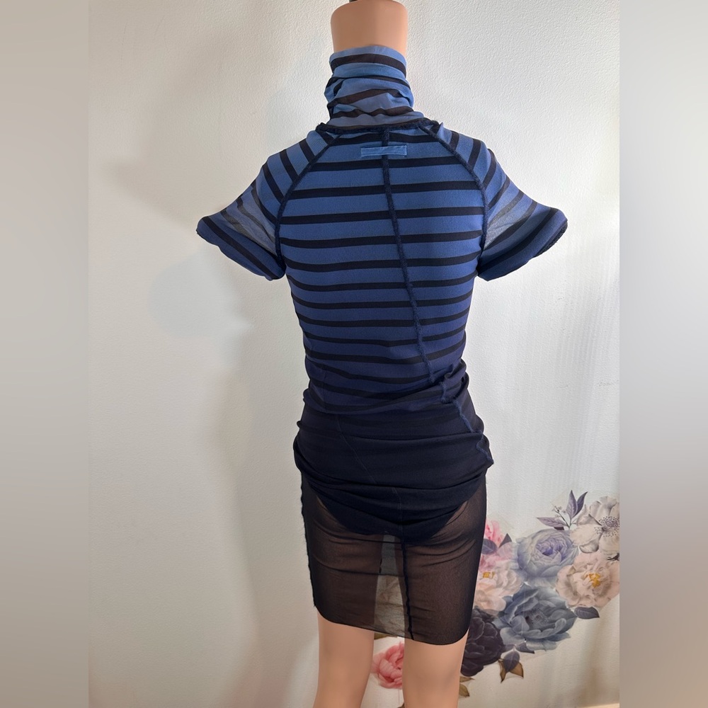 Jean Paul Gaultier 3d Collar Short Dress in Black, Navy, & Light Blue - Picture 9 of 9